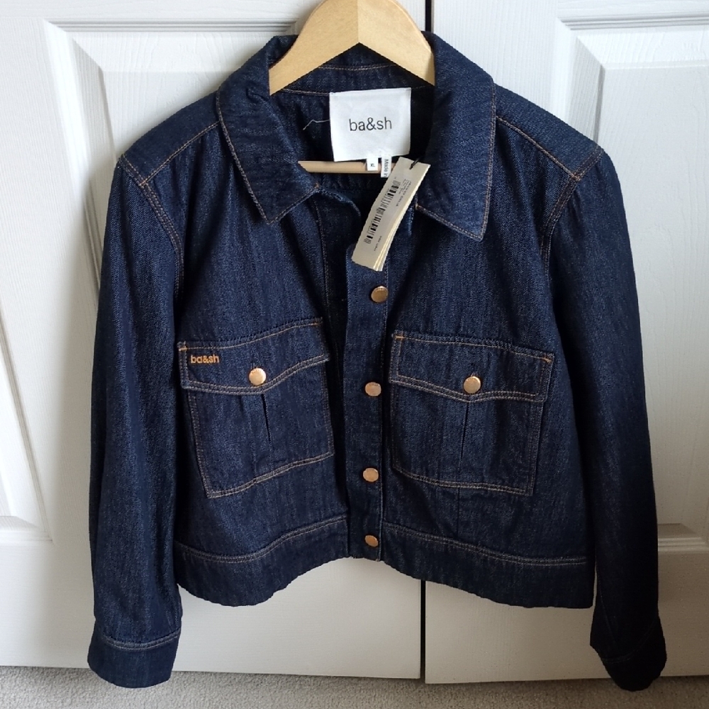 NWT Ba&sh Indigo Denim Jacket with Copper Buttons
